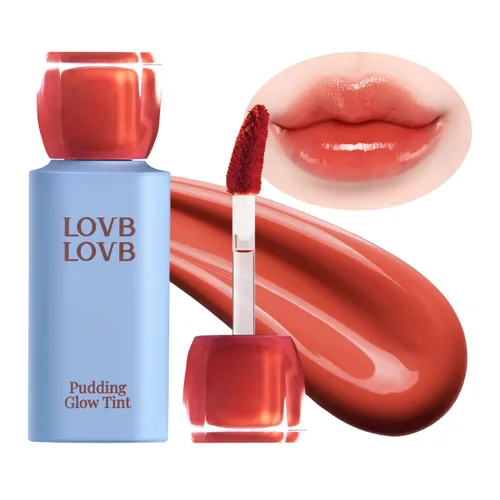Vista 10 de LOVB LOVB Pudding Glow - Tinte de labios coreano, 0.14 onzas, 01 RED BERRY 01 Baya roja