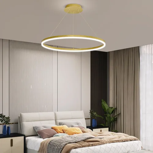 Vista 7 de Mikeru Lámpara LED moderna, lámpara colgante de techo con control remoto de 3000 a 6500 K, luz de temperatura de color ajustable para sala de estar