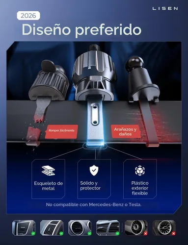 Vista 7 de LISEN Cargador de Coche MagSafe de 15W, [Carga Estable y Rápida] Cargador Magnético Inalámbrico para Coche, Cargador de Soporte Telefónico