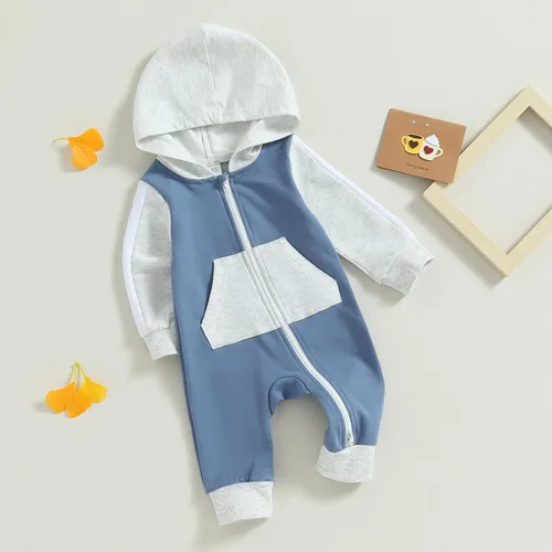 Vista 2 de Traje de bebé recién nacido, ropa de otoño e invierno, sudadera con capucha, enterizo para sudar, mameluco