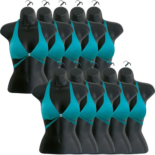 Vista 6 de Maniquí femenino con espalda hueca y cuerpo apilable con ganchos para colgar para exhibición de camisetas, encimera, ferias de manualidades, fotos