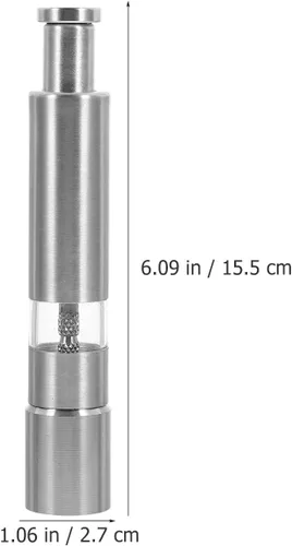 Vista 2 de 304 Stainless Steel Pepper Mill Grinder Manual Spice Bottle Handheld Pepper Grinding Tool for Kitchen Cooking with Black Pepper and Sea Salt for