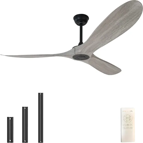 Vista 11 de Ventilador de techo de 52 pulgadas sin luz, ventilador de techo para exteriores con control remoto, 3 cuchillas de plástico con gran flujo de aire