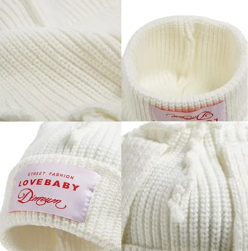 Vista 7 de Gorro de punto con orejas largas de conejo, gorro divertido de invierno, gorro cálido de punto de conejo de ganchillo para exteriores