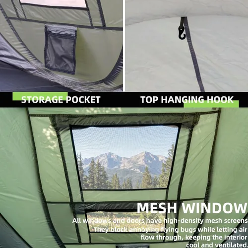Vista 7 de Hewolf Tienda de campaña desplegable para 2/4 personas, fácil instalación instantánea, impermeable, tienda familiar automática para camping