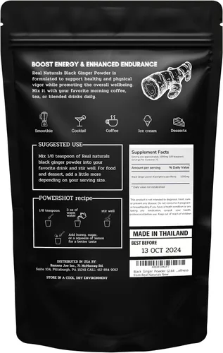Vista 7 de Polvo de jengibre negro (2.64 onzas) kaempferia parviflora de Real Naturals. Promueve la energía y la resistencia