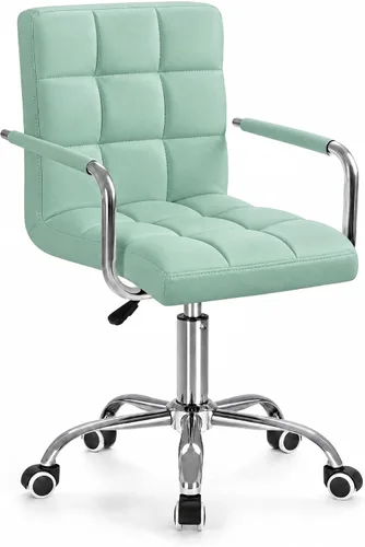 Vista 8 de Furmax silla de oficina con respaldo medio de piel sintética, silla ejecutiva moderna, ajustable, silla de escritorio para el hogar, silla de Gris