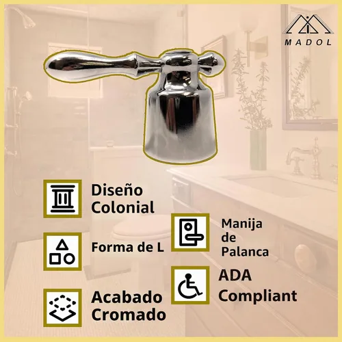 Vista 4 de [MADOL] Juego de 2 manijas de grifo de piezas, asas de repuesto duraderas con ajuste universal y acabado cromado, se adapta a muchos vástagos