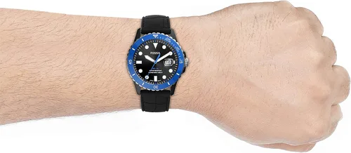 Vista 4 de FB-01 Reloj de silicona negro con fecha de tres manecillas, Negro