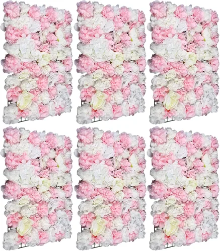 Vista 43 de Paneles de pared de flores artificiales de 16 x 24 pulgadas, tapetes de pared de flores de seda para jardín al aire libre, patio, valla, valla de 4