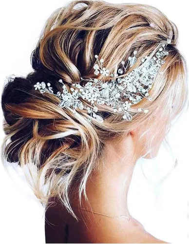 Vista 10 de Unicra Flor de novia boda pelo vid cristal pieza nupcial pieza de diamantes de imitación fiesta accesorios hoja joyería cuentas cuentas tocado