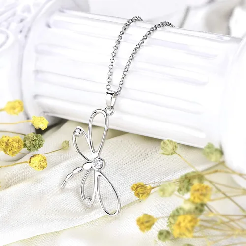 Vista 4 de JO WISDOM Collar de libélula para mujer, plata de ley 925, circonita cúbica, colgante de libélula, joyería para mujer