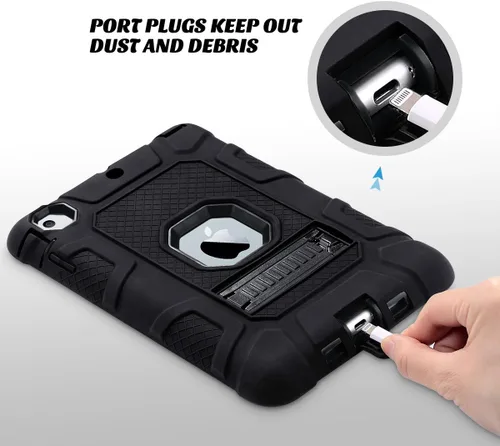Vista 7 de ULAK Funda para iPad mini 1 2 3, Funda protectora de tres capas resistente a prueba de golpes con soporte para iPad mini 2, 1ª 2ª 3ª