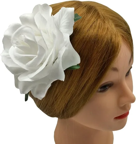 Vista 5 de La Homein Sanrich 4 unidspaquete de flores de pelo rosa de tela clips mexicanos pelo flores horquilla broche tocados