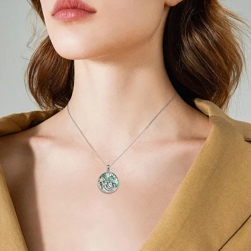 Vista 2 de CRMAD Collar de playa oceánica para mujer, plata de ley, estrellas de mar con ondas de mar, regalos de joyería