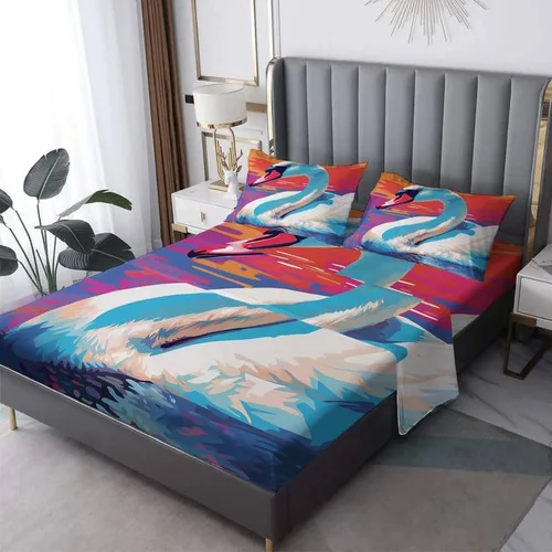 Vista 10 de Swan Sheets - Juego de sábanas de tamaño individual, sábanas de microfibra suave y bolsillo profundo, sábanas y fundas de almohada estampadas sin