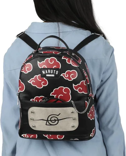 Vista 7 de Bioworld Naruto Akatsuki Cloud Pattern Negro 11" Mini Mochila, Multi colorido, Personalizado