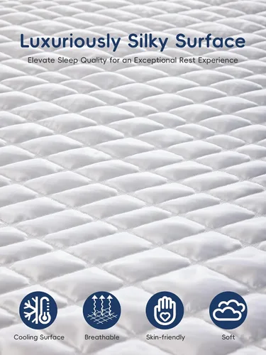 Vista 3 de Cubrecolchón de espuma viscoelástica tamaño individual, doble capa de espuma viscoelástica de gel y almohada superior para alivio de presión