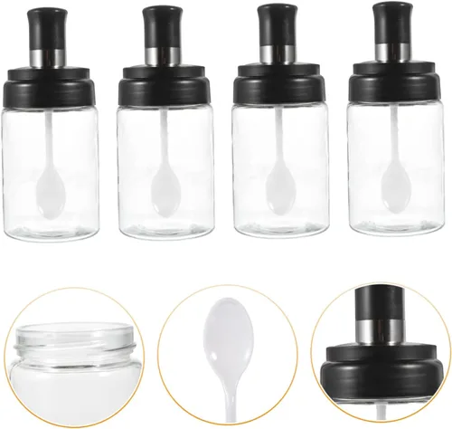Vista 6 de Botella de condimento y cuchara estilo tarro de especias para barbacoa, botella de aceite, soporte para condimentos, botellas de condimentos