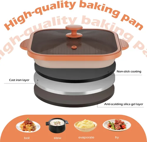 Vista 8 de Sartén Parrilla para Microondas con Tapa - Cocinador de Tocino, Crispador y Hacedor de Queso a la Parrilla, Utensilios de Cocina para Microondas