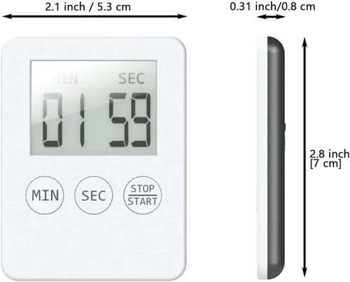 Vista 5 de Attom Tech - Temporizador digital de cocina ultra delgado con alarma y parte trasera magnética, pantalla grande, pequeño temporizador de cuenta