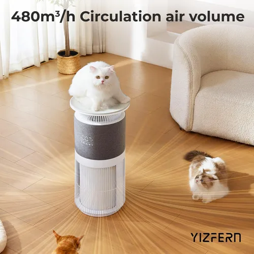 Vista 3 de Purificador de aire para mascotas para el hogar, habitación grande de hasta 1736 pies cuadrados, purificador de aire para el hogar con filtro HEPA