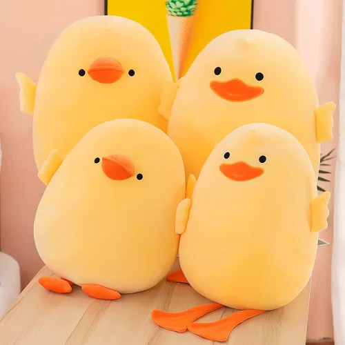 Vista 6 de DEYI Peluche de pato de peluche, juguetes suaves de patito amarillo, regalos para amigos y niños, Navidad, bonita almohada amarilla