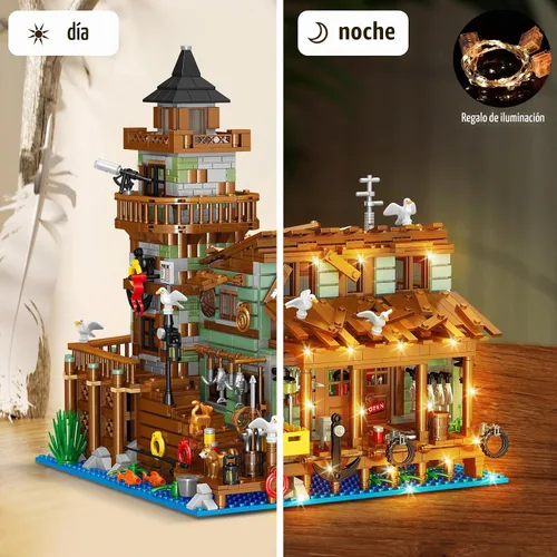 Vista 5 de Mini juguetes de los bloques de construcción de la cabaña de madera