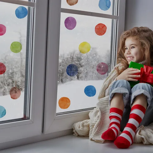Vista 2 de Calcomanías de pared de lunares coloridos, pegatinas de pared de puntos de acuarela para niños, bebés, niñas, adolescentes y habitación de guardería