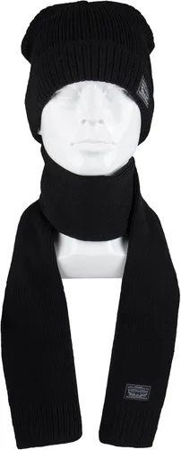 Vista 6 de Levi's Conjunto clásico de gorro y bufanda de punto cálido para hombre