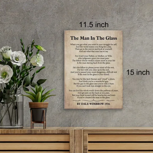 Vista 2 de Lienzo impreso con texto en inglés «The Man in the Glass Poema», arte de pared para decoración del hogar, When You Get What You Want in Your