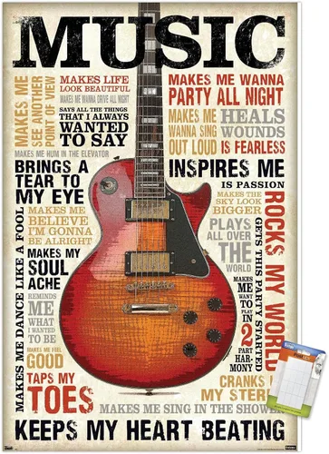 Vista 14 de Trends International Music Inspires Me Wall Poster, 14.725" x 22.375", Barnwood Framed Version