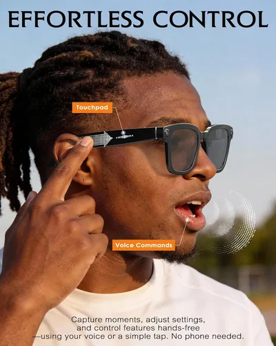 Vista 8 de Gafas inteligentes con cámara y audio 8MP HD Camera Smart Glasses para hombres