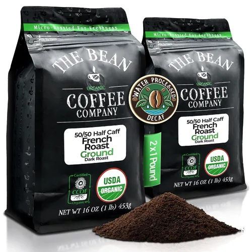 Vista 28 de The Bean Organic Coffee Company - Grano Aloha DECAF procesado con agua (avellana hawaiana), tostado medio, café molido, bolsa de 16 onzas, Café