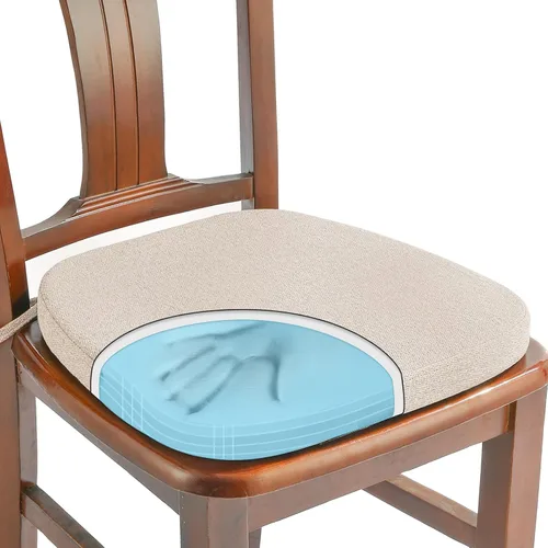Vista 25 de SINOSSO 1 paquete de cojines de espuma viscoelástica para silla de comedor, tela tejida amigable de 16 pulgadas en forma de U, cómoda almohadilla