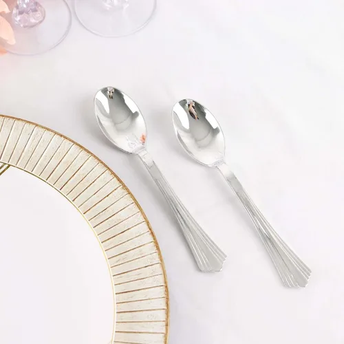 Vista 2 de Efavormart - Paquete de 125 cucharas de plástico resistente Chambury de 7 pulgadas, cubiertos de plástico para bodas, cumpleaños, ocasiones de lujo