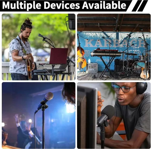Vista 7 de Paquete de 4 clips de micrófono ajustables universales para soportes, soporte de micrófono inalámbrico con adaptador de 5/8 a 3/8 pulgadas, perilla