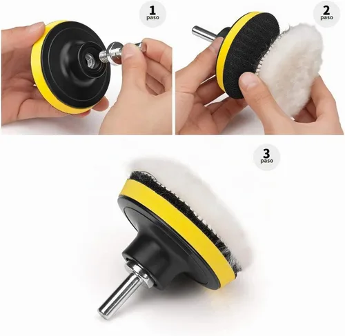 Vista 4 de Kit de almohadillas de pulido y pulido de 3 pulgadas, 11 almohadillas de pulido con adaptador de taladro, almohadilla pulidora de espuma para cera