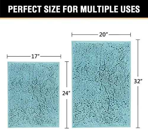 Vista 2 de H.VERSAILTEX Alfombras de Baño para Baño Antideslizantes de Felpa Chenille Extra Suaves y Absorbentes para Cuarto de Ducha Lavables a Máquina