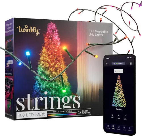 Vista 13 de Twinkly Cuerdas de 250 luces LED blancas, cadena de luces LED para exteriores e interiores, luces blancas de Navidad de cálido a fresco, LED