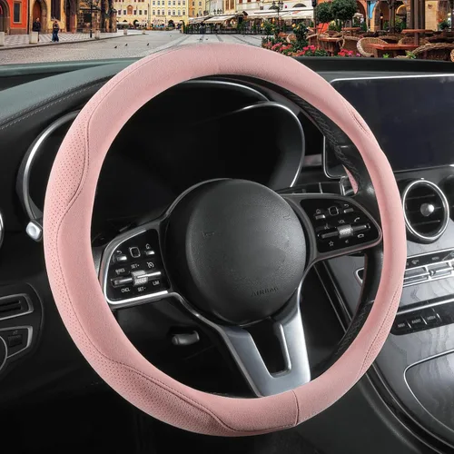 Vista 10 de Funda para volante en forma de D de gamuza negra de 13.5 a 14 pulgadas Warm in Winter and Cool in Summer, Small Felt Car Accessories, Breathable