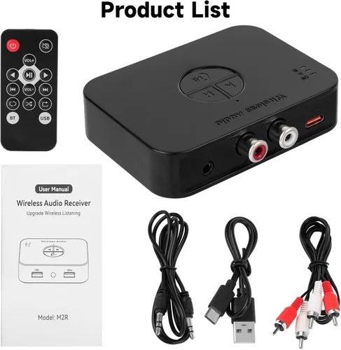 Vista 7 de M2R Bluetooth 5.4 Receptor de audio 0.140 in RCA adaptador Bluetooth para receptor de audio estéreo inalámbrico/unidad flash USB/NFC Conexión de un