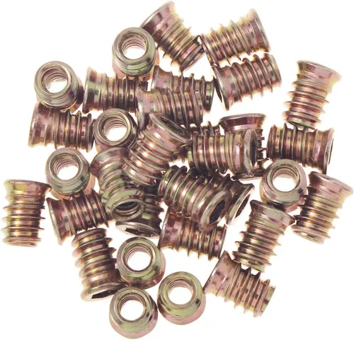 Vista 2 de 50 piezas de insertos roscados de 1/4-20 para tuercas de muebles de madera, tuerca de rosca de 15 mm de longitud, accionamiento hexagonal