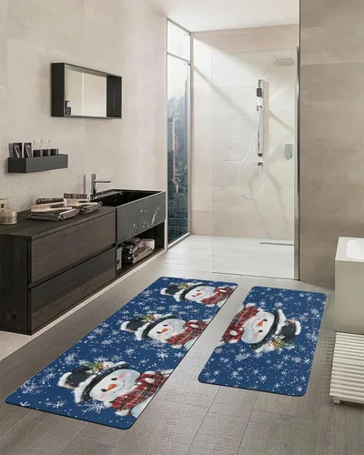 Vista 2 de Tapete de baño de Navidad para bañera, antideslizante, de secado rápido y absorbente, tierra de diatomeas, fregadero de cocina, lavable, tapete