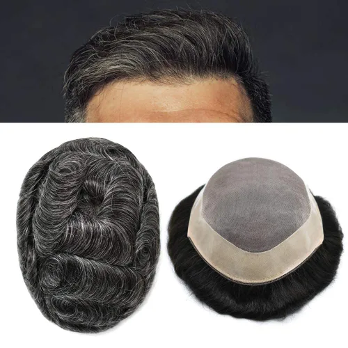 Vista 70 de LOVIN - Sistema de cabello humano para hombres, postizo fino de encaje mono para hombre, prótesis masculina de piel de polietileno alrededor