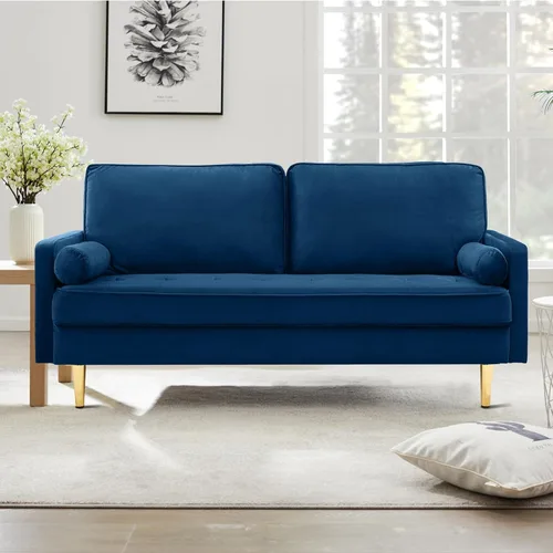 Vista 7 de Sofá Loveseat de Terciopelo, Muebles de Asientos de Amor Pequeños Modernos de Mediados de Siglo, Sofá Cómodo para Sala de Estar, Sofá Tapizado de 2