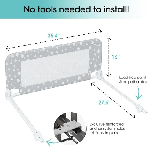 Vista 3 de NUTIKAS Protector de barandilla de cuna para niños pequeños - 35.4" Barandillas de cama para niños pequeños convertibles con protector lateral