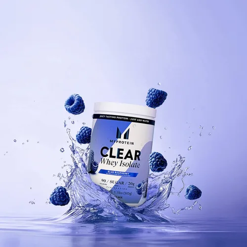 Vista 3 de Myprotein Polvo de Proteína Aislada de Suero Claro, 20 Porciones (0.5kg) Sabor Frambuesa Azul, 20g de Proteína por Porción, Mezcla de Bebida