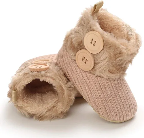 Vista 5 de E-FAK Botas para bebé niño y niña, zapatos para recién nacidos, con lazo para nieve, antideslizantes, suela suave, cálidos, para niños pequeños