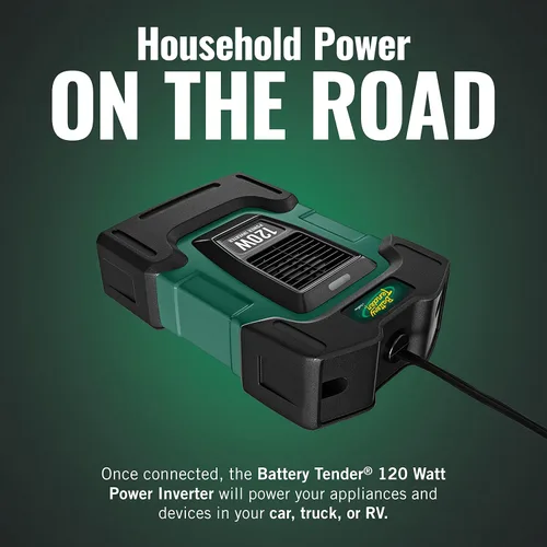 Vista 2 de Battery Tender Inversor de corriente de 120 vatios, inversor de coche de 12 voltios CC a 115 voltios de CA con adaptador de coche USB dual de 5